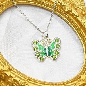 Green butterfly necklace